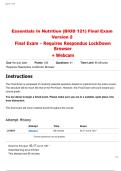 79 Essentials In Nutrition &lpar;BIOD 121&rpar; Final Exam Version 2 Final Exam - Requires Respondus LockDown Browser &plus; Webcam