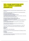 TEFL EXAM QUESTIONS WITH 100&percnt; CORRECT ANSWERS &lpar;GRADED A&plus;&rpar; 