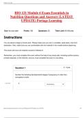 BIO 121 Module 6 Exam Essentials in Nutrition Questions and Answers &lpar;LATEST UPDATE&rpar; Portage Learning