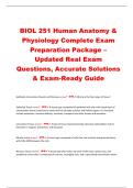 BIOL 251 Human Anatomy & Physiology Complete Exam Preparation Package &ndash; Updated Real Exam Questions&comma; Accurate Solutions & Exam-Ready Guide