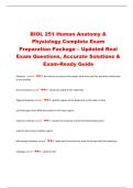 BIOL 251 Human Anatomy & Physiology Complete Exam Preparation Package &ndash; Updated Real Exam Questions&comma; Accurate Solutions & Exam-Ready Guide