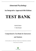 Complete Test Bank &mdash; Abnormal Psychology&colon; An Integrative Approach&comma; 8th Edition &mdash; David H&period; Barlow &mdash; ISBN 9781337514040 &mdash; &lpar;All Chapters Covered 1&ndash;16&comma; Questions & Answers&rpar;