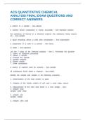ACS QUANTITATIVE CHEMICAL ANALYSIS FINAL EXAM QUESTIONS AND CORRECT ANSWERS