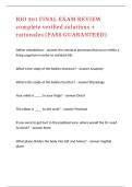 BIO 201 FINAL EXAM REVIEW complete verified solutions &plus; rationales &lpar;PASS GUARANTEED&rpar;&period;