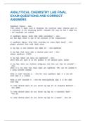 ANALYTICAL CHEMISTRY LAB FINAL EXAM QUESTIONS AND CORRECT ANSWERS