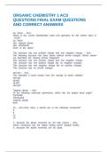 ORGANIC CHEMISTRY 1 ACS QUESTIONS FINAL EXAM QUESTIONS AND CORRECT ANSWERS