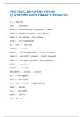 ACS FINAL EXAM EQUATIONS QUESTIONS AND CORRECT ANSWERS