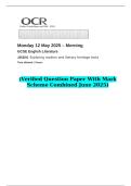 2025 GCSE English Literature J352&sol;01 Exploring modern and literary heritage texts  &lpar;Verified Question Paper With Mark Scheme Combined June 2025&rpar;