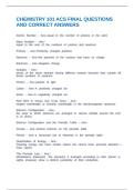 CHEMISTRY 101 ACS FINAL QUESTIONS AND CORRECT ANSWERS