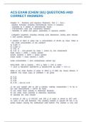 ACS EXAM &lpar;CHEM 161&rpar; QUESTIONS AND CORRECT ANSWERS