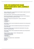 NUR 155 NARRATIVE EXAM QUESTIONS WITH 100&percnt; CORRECT ANSWERS 