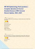 NR 503 Epidemiology Final questions &vert; Complete Questions & Correct Detailed Answers &lpar;100&percnt; Correct&rpar; Newest Update&comma; 2026 &vert; 2027&period;    