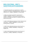 BIOL 204 FINAL - UNIT 1 QUESTIONS WITH ANSWERS