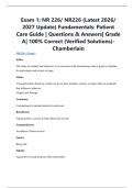 Exam 1&colon; NR 226&sol; NR226 &lpar;Latest 2026&sol; 2027 Update&rpar; Fundamentals&colon; Patient Care Guide &vert; Questions & Answers&vert; Grade A&vert; 100&percnt; Correct &lpar;Verified Solutions&rpar;- Chamberlain