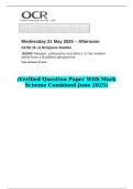2025GCSE &lpar;9&ndash;1&rpar; Religious Studies J625&sol;09 Religion&comma; philosophy and ethics in the modern world from a Buddhist perspective &lpar;Verified Question Paper With Mark Scheme Combined June 2025&rpar;