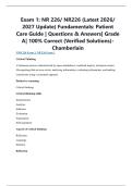 Exam 1&colon; NR 226&sol; NR226 &lpar;Latest 2026&sol; 2027 Update&rpar; Fundamentals&colon; Patient Care Guide &vert; Questions & Answers&vert; Grade A&vert; 100&percnt; Correct &lpar;Verified Solutions&rpar;- Chamberlain