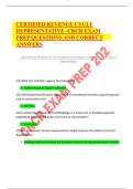 CERTIFIED REVENUE CYCLE  REPRESENTATIVE -CRCR EXAM  PREP QUESTIONS AND 100&percnt; CORRECT ANSWERS &vert;&vert; VERIFIED EXAM QUESTION