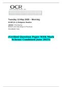 2025 GCSE &lpar;9&ndash;1&rpar; Religious Studies J625&sol;01 Christianity Beliefs and teachings & Practices   &lpar;Verified Question Paper With Mark Scheme Combined June 2025&rpar;