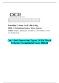 2025 GCSE &lpar;9&ndash;1&rpar; Religious Studies &lpar;Short Course&rpar; J125&sol;01 Religion&comma; philosophy and ethics in the modern world  &lpar;Verified Question Paper With Mark Scheme Combined June 2025&rpar;
