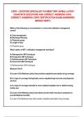 CSPR - CERTIFIED SPECIALIST PAYMENT REP &lpar;HFMA&rpar; LATEST  EXAM WITH QUESTIONS AND CORRECT ANSWERS &lpar;100&percnt;  CORRECT ANSWERS&rpar; CSPR CERTIFICATION EXAM ANSWERED  &lpar;BRAND NEW&excl;&excl;&rpar;
