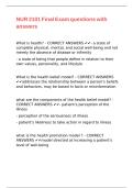 NUR 2101 Final Exam questions with answers