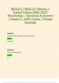 BIOL271 &sol; BIOL 271 Module 1&colon; &lpar;Latest Update 2026 &sol; 2027&rpar; Microbiology &vert; Questions & Answers &vert; Grade A &vert; 100&percnt; Correct - Portage Learning