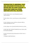 INTRODUCTION TO ABNORMAL CHILD AND ADOLESCENT PSYCHOLOGY 4TH EDITION WEIS TEST BANK CHAPTER 1-16 EXAM STUDY GUIDE 2026 TESTED QUESTIONS WITH FULL SOLUTION
