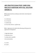 ABO PRACTICE EXAM STUDY GUIDE 2026 PRACTICE QUESTIONS WITH FULL SOLUTION GRADED A&plus;