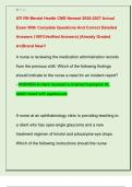 ATI RN Mental Health CMS Newest 2026-2027 Actual  Exam With Complete Questions And Correct Detailed  Answers &lpar;100&percnt;Verified Answers&rpar; &vert;Already Graded  A&plus;&vert;Brand New&excl;&excl;