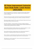 NY Home Improvement Contractor Exam Study Guide &vert; Latest Version &lpar;2025&sol;2026&rpar;