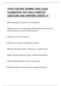 YOGA TEACHER TRAINING FINAL EXAM EXAMINATION TEST 2026 COMPLETE QUESTIONS AND ANSWERS GRADED A&plus;