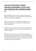 WGU D351 FUNCTIONS OF HUMAN RESOURCE MANAGEMENT ACTUAL EXAM 2026 QUESTIONS WITH ANSWERS GRADED A&plus;