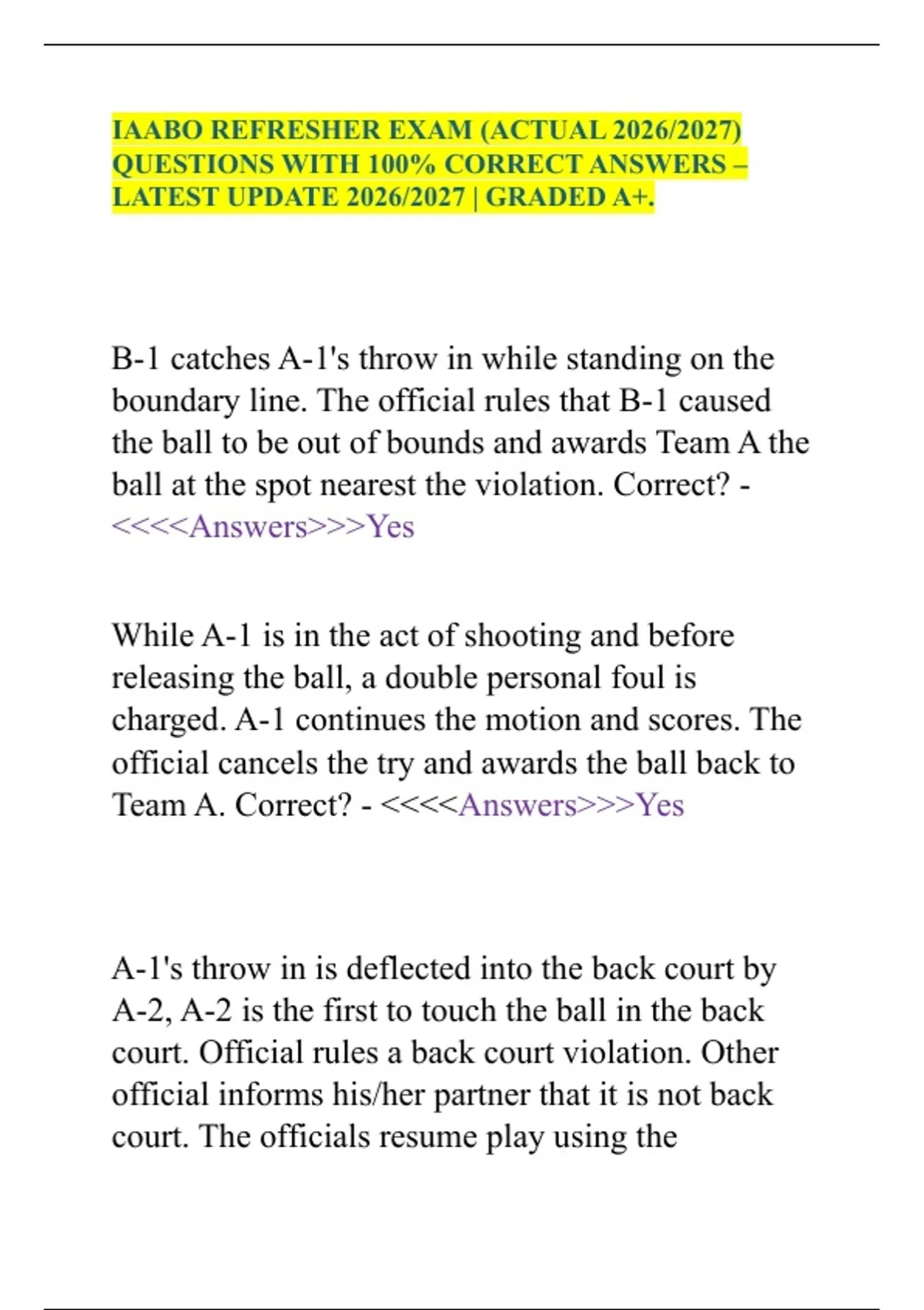 IAABO REFRESHER EXAM (ACTUAL 2026/2027) QUESTIONS WITH 100% CORRECT ...