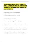 WRIGHTSMANS PSYCHOLOGY AND THE LEGAL SYSTEM 9TH EDITION GREENE TEST BANK EXAM QUESTIONS AND SOLUTIONS 2026 GRADED A&plus;