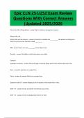Epic CLN 251&sol;252 Exam Review Questions With Correct Answers &vert;Updated 2025&sol;2026