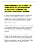 WRIGHTSMANS PSYCHOLOGY AND THE LEGAL SYSTEM 9TH EDITION GREENE ACTUAL EXAM TEST PAPER 2026 QUESTIONS AND CORRECT ANSWERS