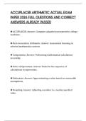 ACCUPLACER ARITHMETIC ACTUAL EXAM PAPER 2026 FULL QUESTIONS AND CORRECT ANSWERS ALREADY PASSED