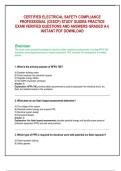 CERTIFIED ELECTRICAL SAFETY COMPLIANCE  PROFESSIONAL &lpar;CESCP&rpar; STUDY GUIDE& PRACTICE  EXAM VERIFIED QUESTIONS AND ANSWERS GRADED A&plus;&vert;  INSTANT PDF DOWNLOAD 