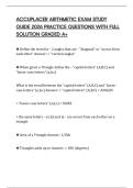 ACCUPLACER ARITHMETIC EXAM STUDY GUIDE 2026 PRACTICE QUESTIONS WITH FULL SOLUTION GRADED A&plus;