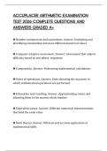 ACCUPLACER ARITHMETIC EXAMINATION TEST 2026 COMPLETE QUESTIONS AND ANSWERS GRADED A&plus;