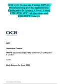 OCR GCE Drama and Theatre H459&sol;43&colon;   Deconstructing texts for performance&colon;   Earthquakes in London A Level Latest  UPDATED ACTUAL Questions and  CORRECT Answers