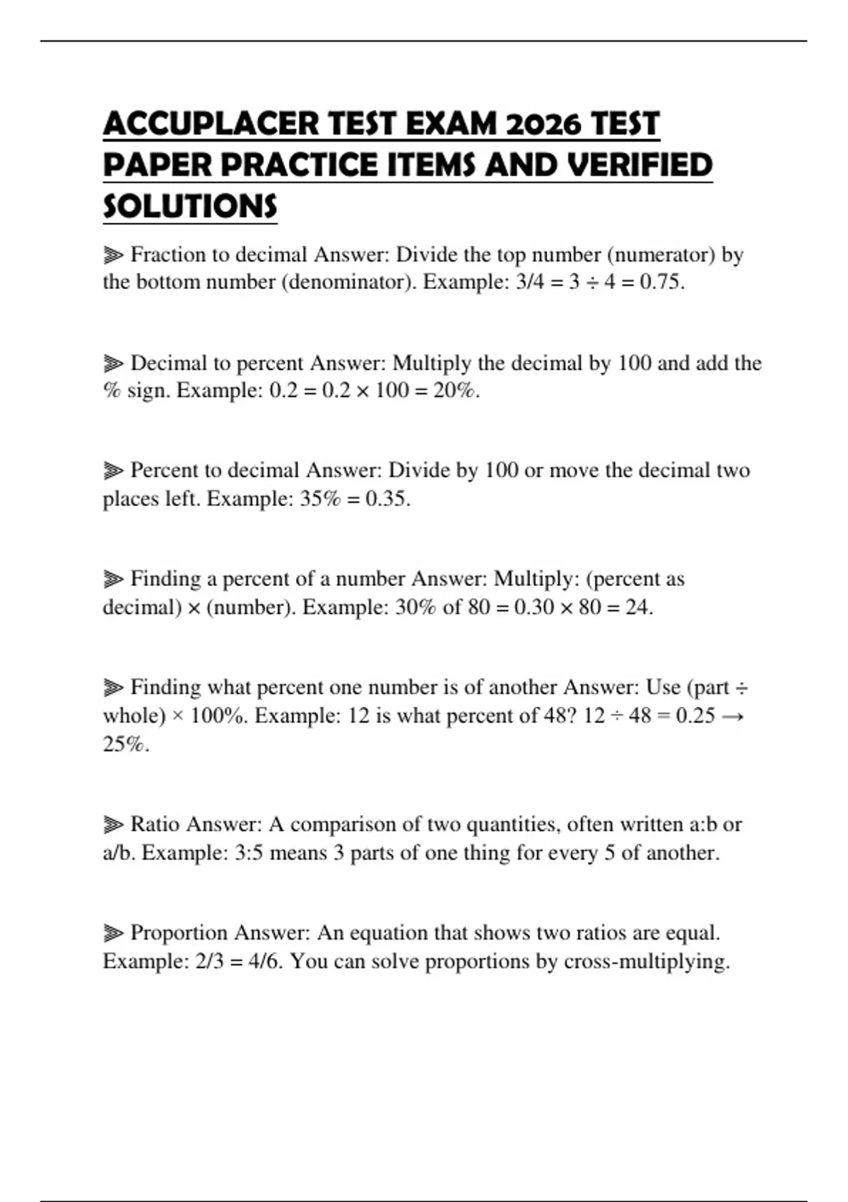 ACCUPLACER TEST EXAM 2026 TEST PAPER PRACTICE ITEMS AND VERIFIED ...
