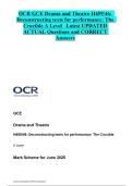 OCR GCE Drama and Theatre H459&sol;46&colon;   Deconstructing texts for performance&colon; The   Crucible A Level Latest UPDATED  ACTUAL Questions and CORRECT  Answers