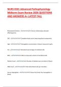 NURS 6501 Advanced Pathophysiology Midterm Exam Review 2026 QUESTIONS AND ANSWERS A&plus; LATEST FALL