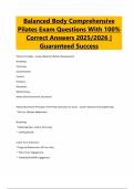 Balanced Body Comprehensive Pilates Exam Questions With 100&percnt; Correct Answers 2025&sol;2026 &vert; Guaranteed Success