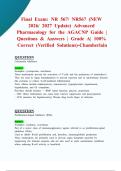 Final Exam&colon; NR 567&sol; NR567 &lpar;NEW 2026&sol; 2027 Update&rpar; Advanced Pharmacology for the AGACNP Guide &vert; Questions & Answers &vert; Grade A&vert; 100&percnt; Correct &lpar;Verified Solutions&rpar;-Chamberlain