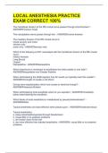 LOCAL ANESTHESIA PRACTICE EXAM CORRECT 100&percnt;