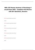 BIOL 252 Human Anatomy & Physiology II w&sol;Lab Exam 2025 &ndash; Complete Final Review with 90&plus; Questions&comma; Answers