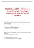 BIOL 252 Exam 1 2025 &ndash; Full Review of Human Anatomy & Physiology II Questions with Accurate&comma; Verified Solutions