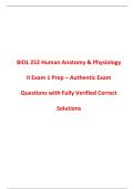 BIOL 252 Human Anatomy & Physiology II Exam 1 Prep &ndash; Authentic Exam Questions with Fully Verified Correct Solutions